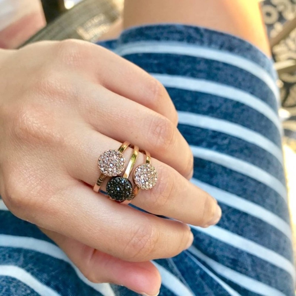 Circle Crystal Pave Stacking Ring Costume Jewelry ROSE GOLD Color